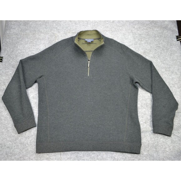 Tommy Bahama Sweater Mens Large Olive‎ green 1/4 Zip Reversible Pullover - Picture 1 of 16